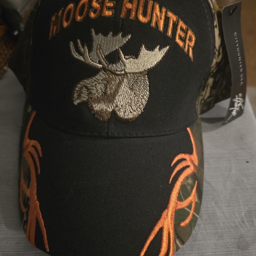 Moose Hunter Camouflage Cap - Black and Orange